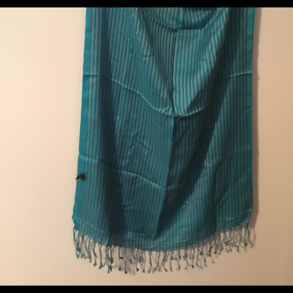 New fashion scarf teal with pink & blk stripes